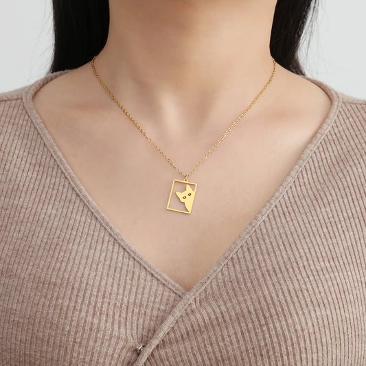 Cat Rectangle Necklace