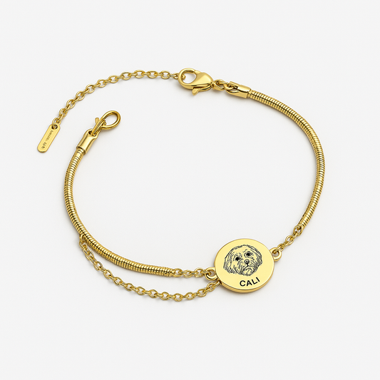 Double Chain Pet Face Bracelet