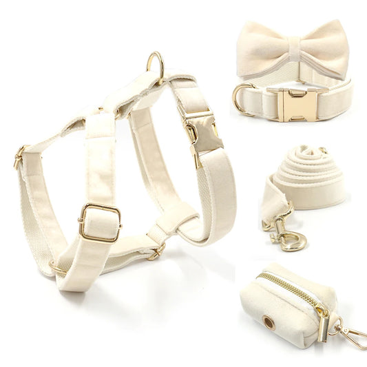 Ultra Soft Activewear Dog Harness Set - Cream White