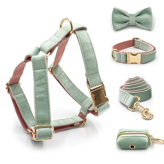 Ultra Soft Activewear Dog Harness Set - Mint Pink