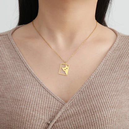 Cat Rectangle Necklace