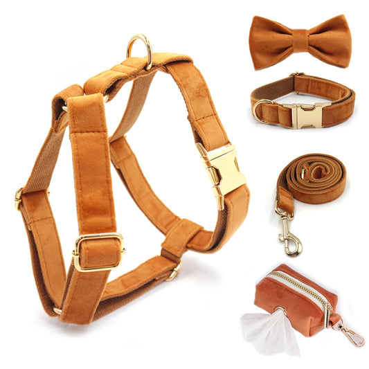Ultra Soft Activewear Dog Harness Set - Golden Brown