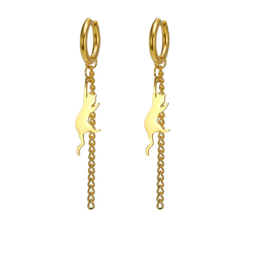 Cat Long Chain Earrings