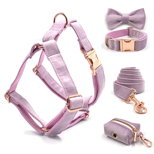 Ultra Soft Activewear Dog Harness Set - Pink Purple