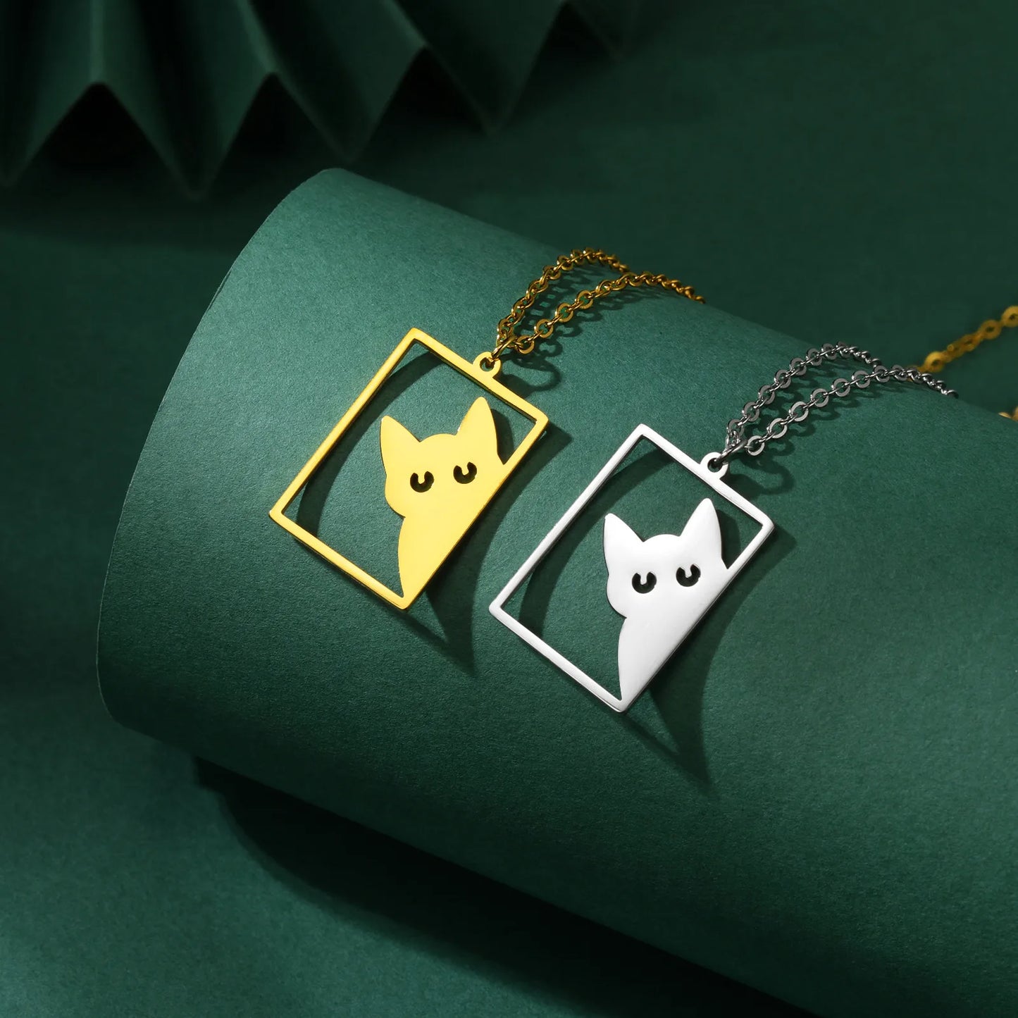 Cat Rectangle Necklace