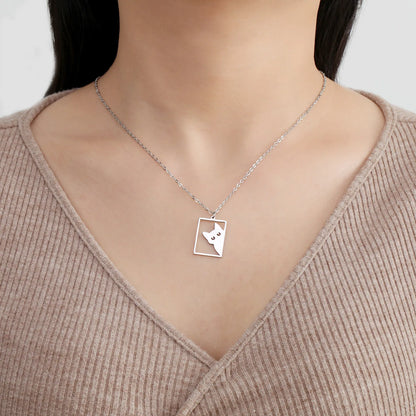 Cat Rectangle Necklace