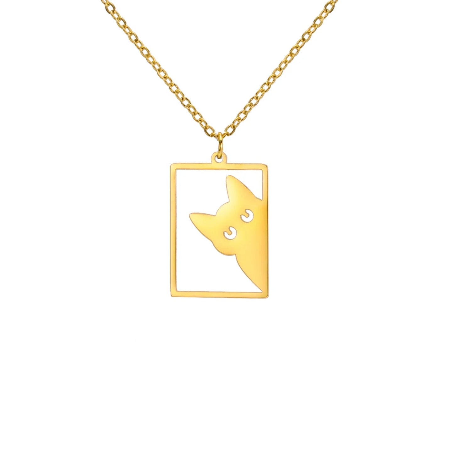 Cat Rectangle Necklace