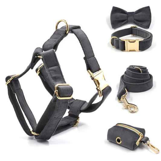 Ultra Soft Activewear Dog Harness Set - Dark Grey