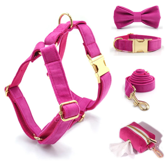 Ultra Soft Activewear Dog Harness Set - Fuchsia