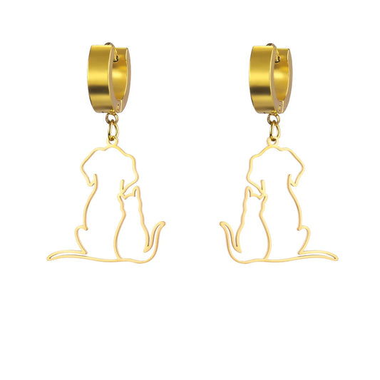 Hollow Dog and Cat Earrings